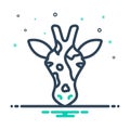 Black mix icon for giraffe , giraffa and zoo