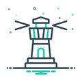 Mix icon for Lighthouse, architecture and tower Royalty Free Stock Photo