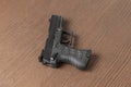black 9mm modern fire gun pistol of cop isolated Royalty Free Stock Photo