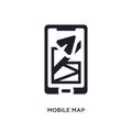 black mobile map isolated vector icon. simple element illustration from travel concept vector icons. mobile map editable logo Royalty Free Stock Photo