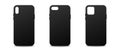 Black mobile phone cover vector mockup. Template silicone cases for smartphones. Mobile phone accessories with shadow