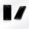 Black Mobile phone mock up with blank screen isolated on white background. Vector illustration. Game and application