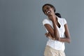 Black model laugh heartily Royalty Free Stock Photo