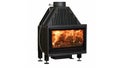 Black modern burning fireplace isolated on white background Royalty Free Stock Photo