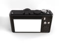 Black modern compact digital photo camera - back top view Royalty Free Stock Photo