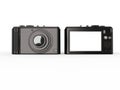 Black modern compact digital photo camera - front and back side Royalty Free Stock Photo