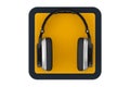 Black Modern Headphones as Touchpoint Web Icon Button. 3d Rendering Royalty Free Stock Photo