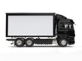 Black modern heavy transport truck - side view Royalty Free Stock Photo