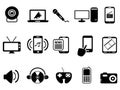 Black modern mobile media icons set