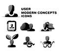 Black modern person concepts glossy icon set Royalty Free Stock Photo