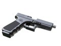 Black modern semi automatic handgun - top down side view Royalty Free Stock Photo