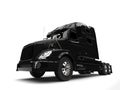 Black modern semi trailer truck - low angle shot Royalty Free Stock Photo