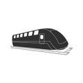 Black modern train logo. Locomotive silhouette. Railroad icon. Railway graphic. Speed vehicle symbol Royalty Free Stock Photo