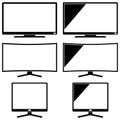 Black modern tv silhouette set isolated on white Royalty Free Stock Photo