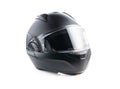 Black modular motorcycle helmet isolated on white background