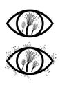 Black mold, fungus, covid-19 virus. Logo, Infected Eye Sign. Vector isolated