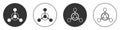 Black Molecule icon isolated on white background. Structure of molecules in chemistry, science teachers innovative Royalty Free Stock Photo
