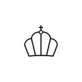 Black monarch tiara icon. Sketch heraldic diadem of royalty and power