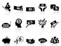 Black money icons set