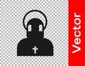 Black Monk icon isolated on transparent background. Vector