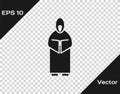 Black Monk icon isolated on transparent background. Vector Illustration