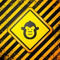 Black Monkey icon isolated on yellow background. Animal symbol. Warning sign. Vector Royalty Free Stock Photo