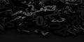 Black monochrome colored random digit numbers heap on black background, algebra, education or science concept Royalty Free Stock Photo