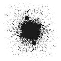 Black monochrome ink or paint blots grunge background. Texture Vector. Dust overlay distress grain. Black splatter