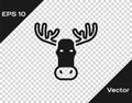 Black Moose head with horns icon isolated on transparent background. Vector Royalty Free Stock Photo