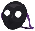 Black Moretta mask with purple ribbons ready for Venetian Carnival, Vector illustration