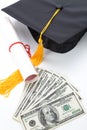 Black Mortarboard and dollar Royalty Free Stock Photo