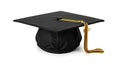 Black mortarboard with a flat square top and a black cap beneath. Attached is a Royalty Free Stock Photo