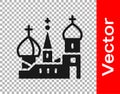 Black Moscow symbol - Saint Basil`s Cathedral, Russia icon isolated on transparent background. Vector Royalty Free Stock Photo