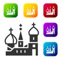 Black Moscow symbol - Saint Basil\'s Cathedral, Russia icon isolated on white background. Set icons in color square buttons. Vecto