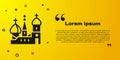 Black Moscow symbol - Saint Basil`s Cathedral, Russia icon isolated on yellow background. Vector