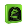 Black Motor gas gauge icon isolated on transparent background. Empty fuel meter. Full tank indication. Green square