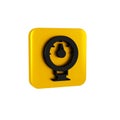 Black Motor gas gauge icon isolated on transparent background. Empty fuel meter. Full tank indication. Yellow square