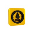 Black Motor gas gauge icon isolated on transparent background. Empty fuel meter. Full tank indication. Yellow square