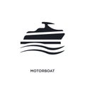 black motorboat isolated vector icon. simple element illustration from nautical concept vector icons. motorboat editable logo