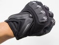 Black Motorcycle gloves isolated Royalty Free Stock Photo