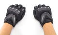 Black Motorcycle gloves isolated Royalty Free Stock Photo