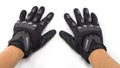 Black Motorcycle gloves isolated Royalty Free Stock Photo