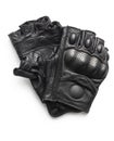 Black motorcycle leather half-finger gloves