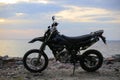 Black motorcycle motard on the nature