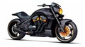 Black motorcycle photo realistic illustration - Generative AI.