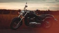 Black motorcycle on the roadside Royalty Free Stock Photo