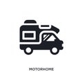 black motorhome isolated vector icon. simple element illustration from travel concept vector icons. motorhome editable logo symbol Royalty Free Stock Photo