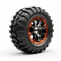Black Motorsport All Terrain Tire With Orange Accents