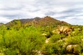 Black Mountain with Cacti and Boulders in the Arizona Desert