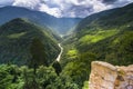 Black mountain and Mangde Chhu, landscape of Trongsa Dzong , Bhutan, Royalty Free Stock Photo